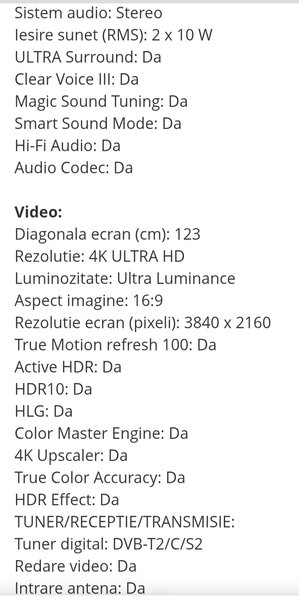 Televizor smart LG 49UJ620V 4K Ultra HD, ca nou (cu stativ si telecomanda)